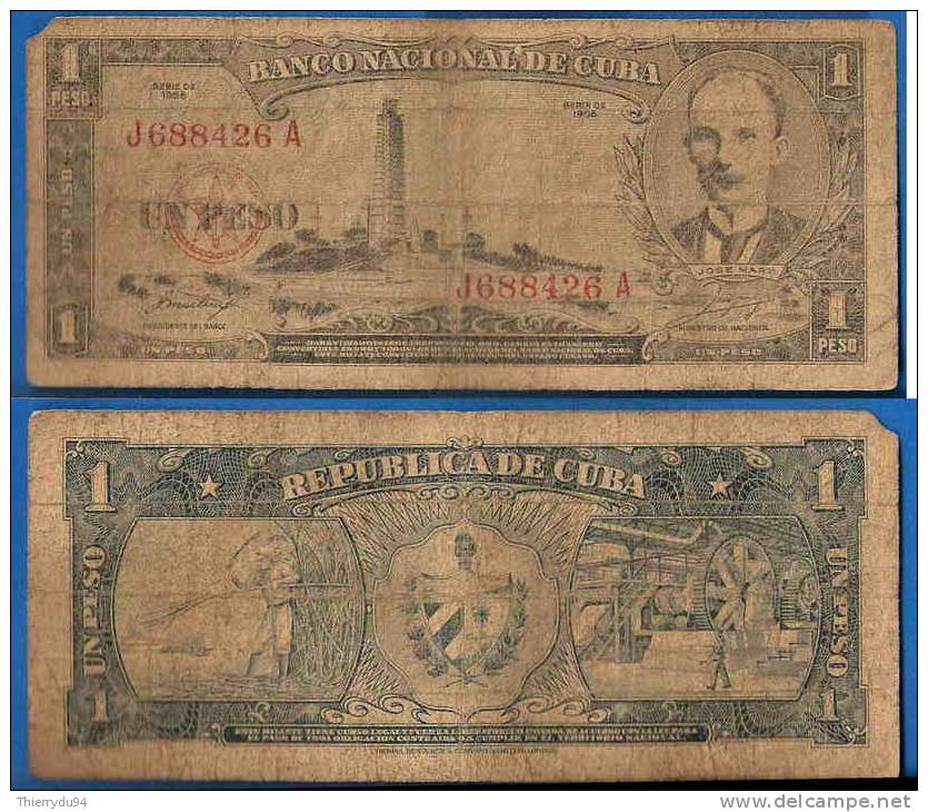 Cuba 1 Peso 1956 Que Prix + Port Caraibe Caribe Pesos Centavos Centavo Paypal Bitcoin OK! - Cuba