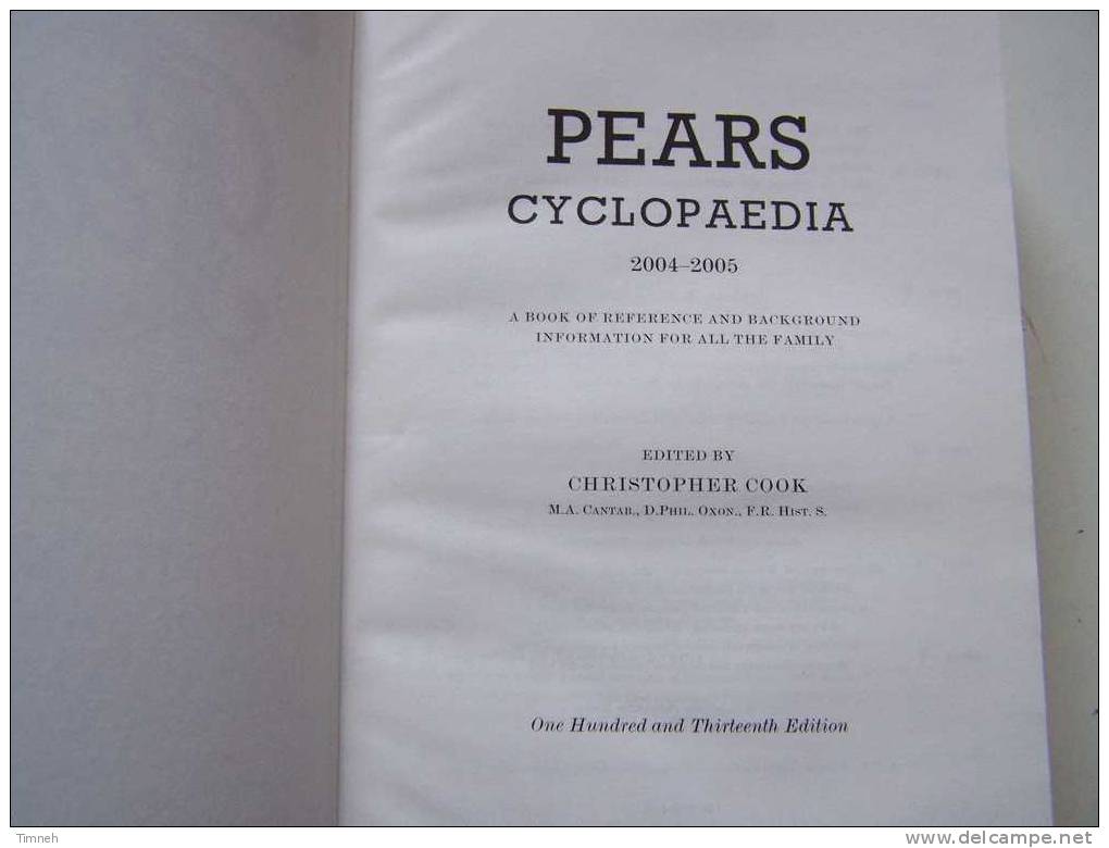 PEARS Cyclopaedia 2004-2005 EDITION 113th-Edited By Chris COOK-compendium Of Curious And Useful Information For All - Cultura