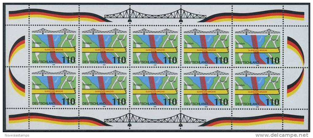 !a! GERMANY 1998 Mi. 1967 MNH SHEET(10) -Bridges - 1991-2000