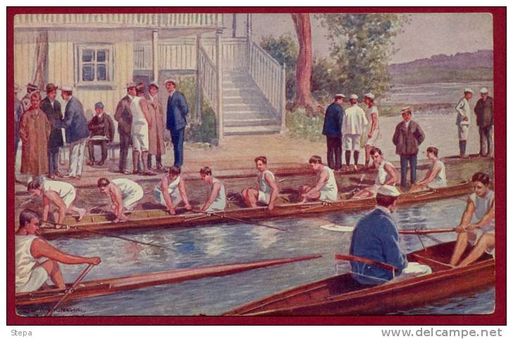 ROWING, Signed E.Braunthal PICTURE POSTCARD - Aviron