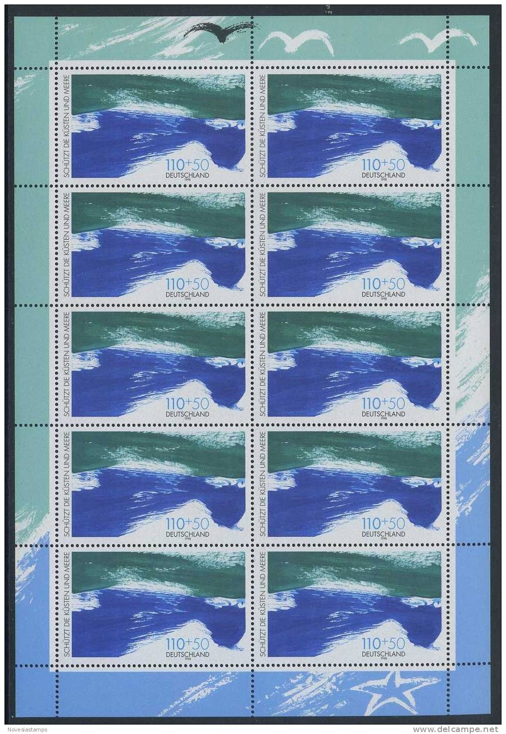 !a! GERMANY 1998 Mi. 1989 MNH SHEET(10) -Coastal Protection - 1991-2000