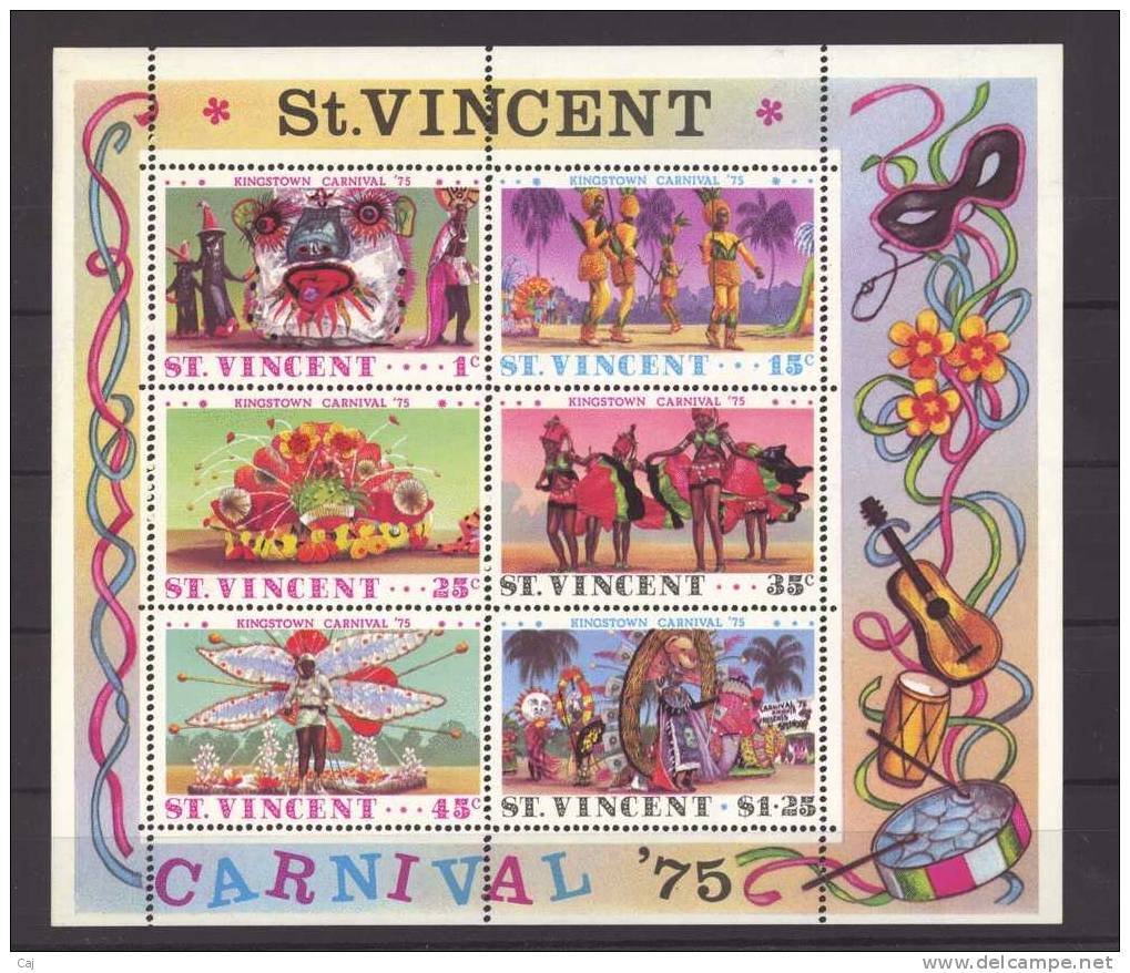 T 1034+  -  Saint Vincent  -  Blocs  :  Yv  4  **    Carnival - St.Vincent (1979-...)