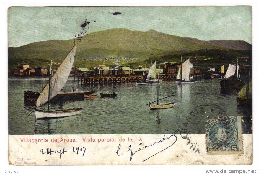 ESPAGNE VILLAGARCIA DE AROSA Vista Partial De La Ria 1907 - Pontevedra