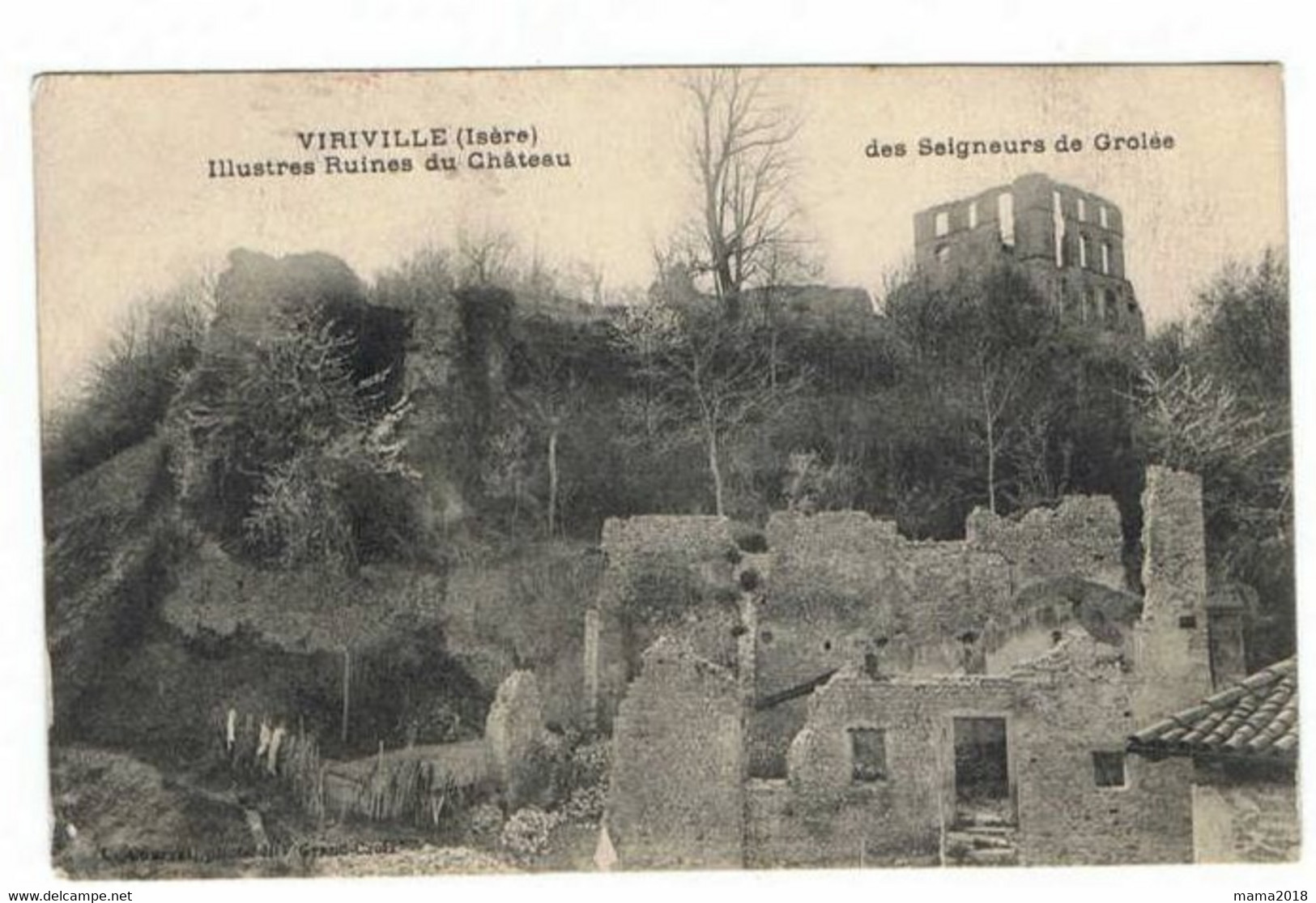 Viriville     Ruines Chateau De Grolée  (  Tampon  Militaire Rouge Verso ) - Viriville