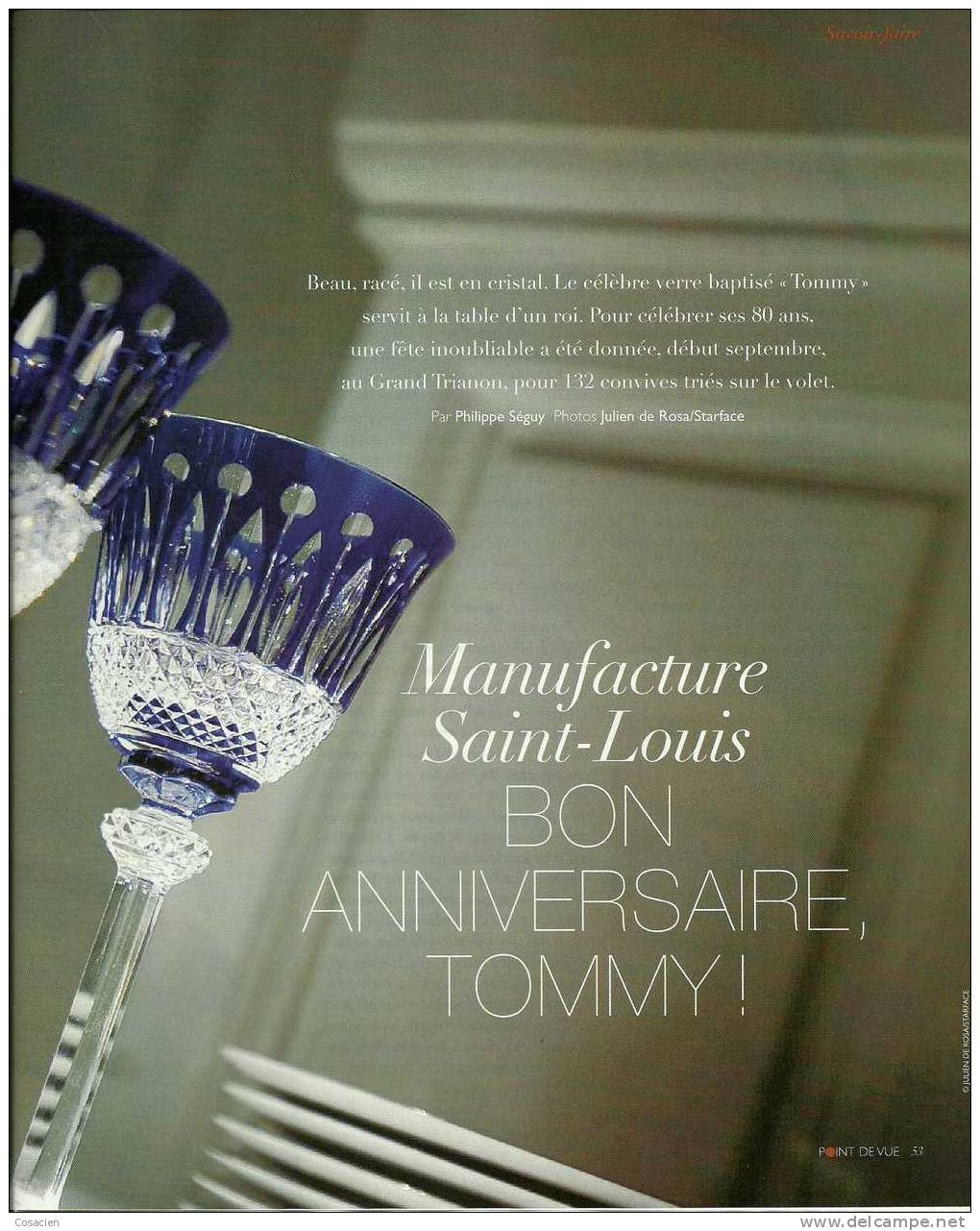 Manufacture Saint Louis, Cristal, Verre "Tommy",moselle, Grand Trianon,philippe Séguy, Versailles - Autres & Non Classés