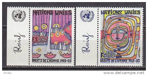 H0602 - ONU UNO GENEVE N°117/18 ** AVEC TAB  DROITS DE L'HOMME - Unused Stamps