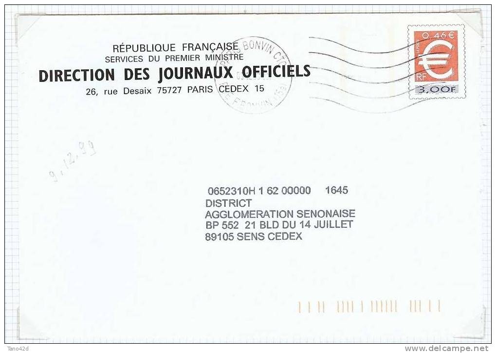 REF LTR7 - L'EURO - 2 ENVELOPPES VOYAGEES - Prêts-à-poster:Stamped On Demand & Semi-official Overprinting (1995-...)