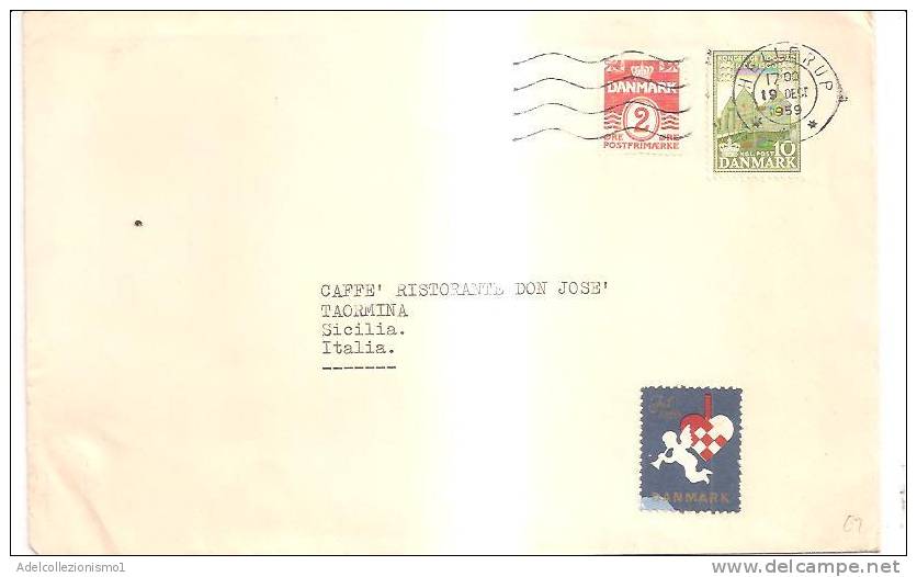 53747)lettera Danese Con 2 Valori + Annullo - Brieven En Documenten