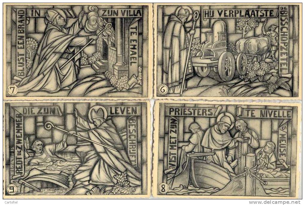 WIEMESMEER-ZUTENDAAL-HET SINT-HUBERTUSVENSTER IN DE KERK-GLASRAMEN-ZELDZAAM-VOLLEDIGE REEKS 18 KAARTEN-5 SCANS - Zutendaal