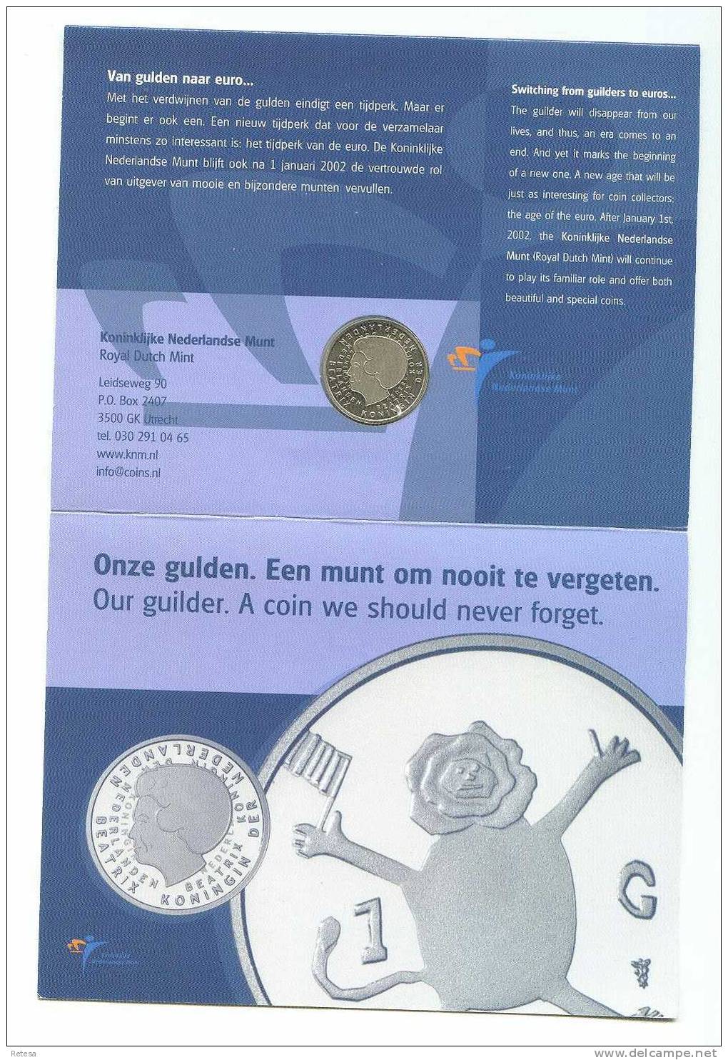 NEDERLAND  DE LAATSTE 1 GULDEN  SET  2001  F.D.C. - Mint Sets & Proof Sets