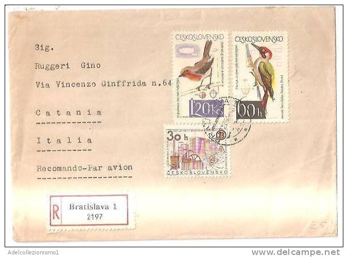 53789)lettera Cecoslovacca Racc. Con 3 Valori  + Annullo Del 14-1-1965 - Covers & Documents