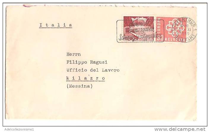 53793)lettera Svizzera Con 2 Valori  + Annullo Del 9/11/1959 - Briefe U. Dokumente