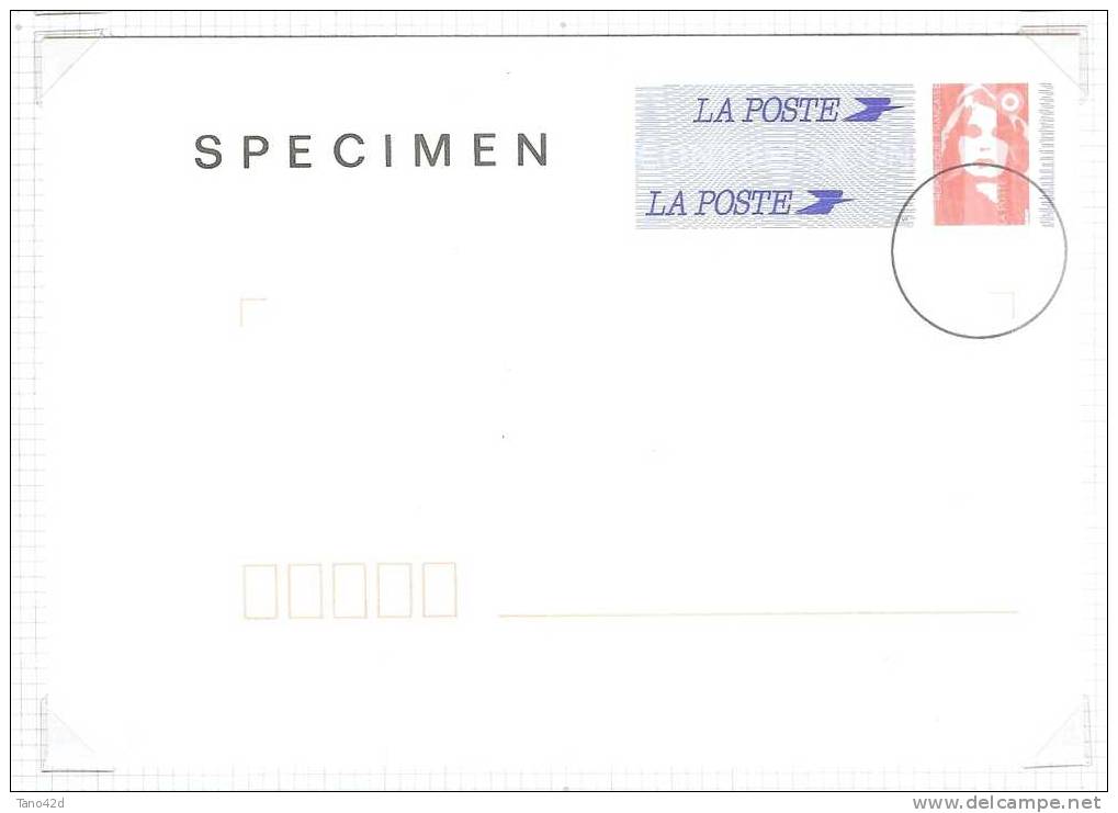 REF LRT7 - 2 ENVELOPPES AU TYPE MARIANNE DE BRIAT REPIQUEES "SPECIMEN" - Specimen