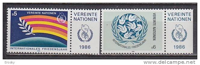 H0761 - ONU UNO WIEN N°62/63 ** AVEC TAB PAIX - Unused Stamps