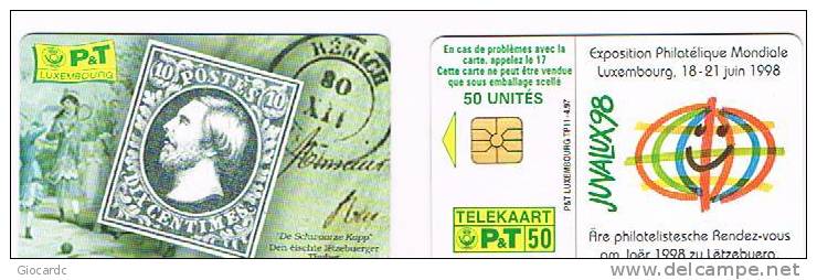 LUSSEMBURGO (LUXEMBOURG) - P&T CHIP - 1997  TP11  JUVALUX 98: ESPOSIZ. FILATELICA INTERN.LE      - USED - RIF. 7948 - Francobolli & Monete