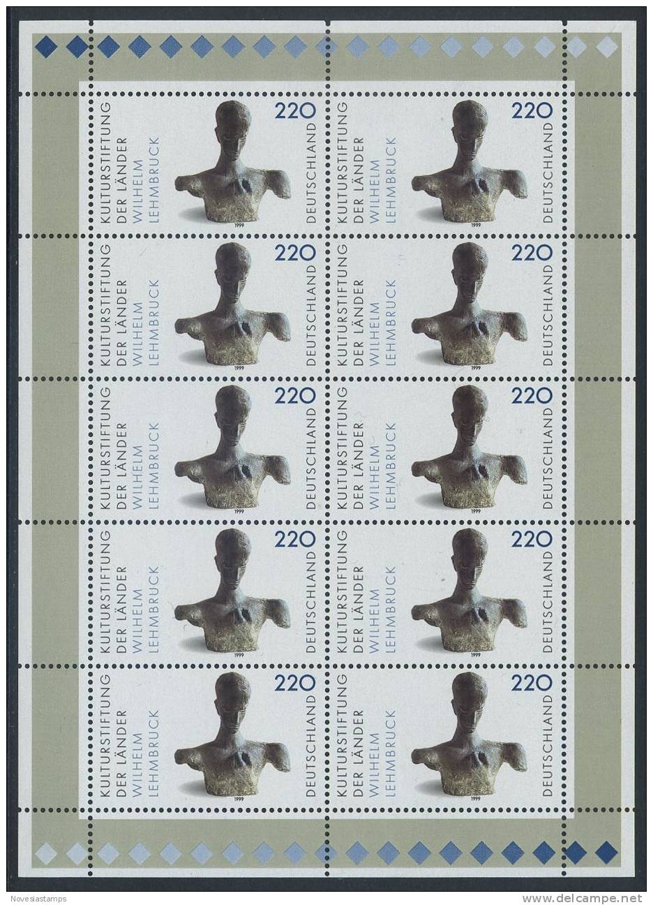 !a! GERMANY 1999 Mi. 2064 MNH SHEET(10) -Artworks - 1991-2000