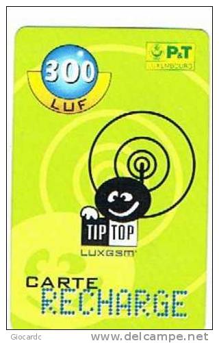LUSSEMBURGO (LUXEMBOURG) - P&T GSM RECHARGE - TIPTOP 300 LUF EX. 05.2002  - USED - RIF. 7922 - Lussemburgo
