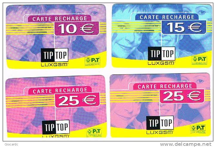 LUSSEMBURGO (LUXEMBOURG) - P&T GSM RECHARGE - TIPTOP WOMEN LOT OF 4 DIFFERENT  - USED - RIF. 7926 - Lussemburgo
