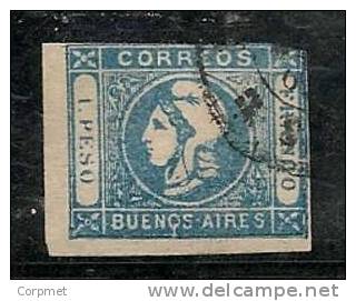 ARGENTINA - 1859 Cabecitas - 1p Azul Claro  # 10 - BUENQS Instead Of BUENOS VARIETY - Jalil # 14e -USED - Buenos Aires (1858-1864)