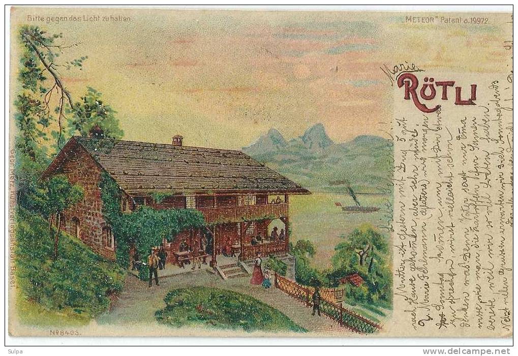 Rütli, Carte METEOR Circulée 1899 - Tegenlichtkaarten, Hold To Light