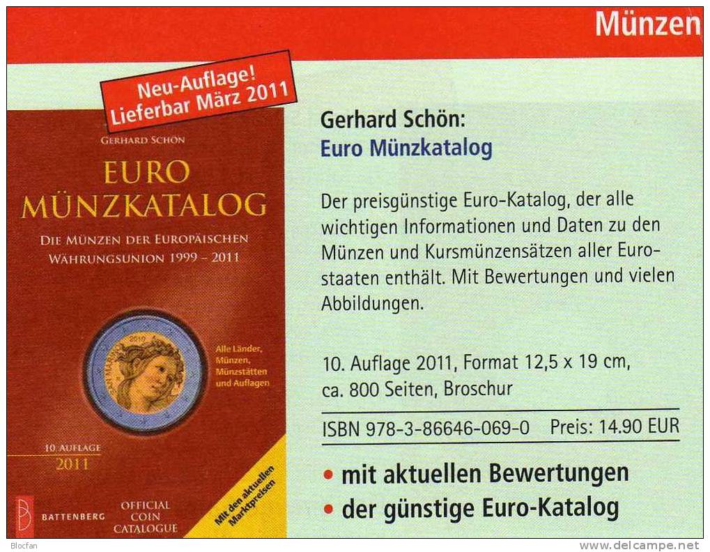 EURO Münzkatalog 2011 Aller EU-Länder Neu 15€ Für Numisbriefe Und NB Catalog For EURO-coins From Europa FL B Lux France - Portugal