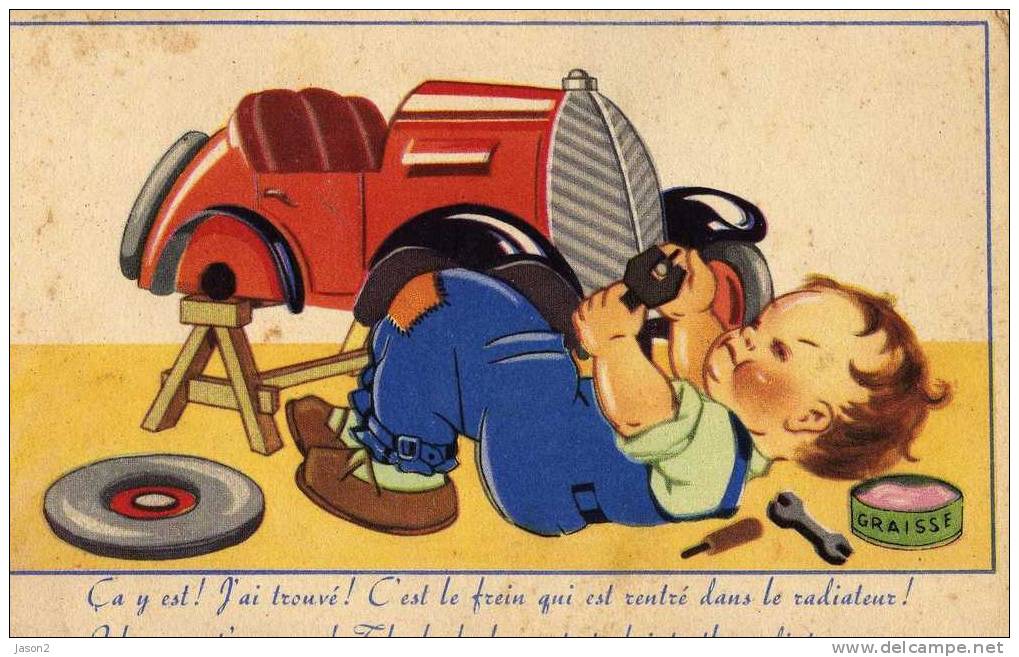 CPSM Illustree  VOITURE, Enfant 1955 - Humour