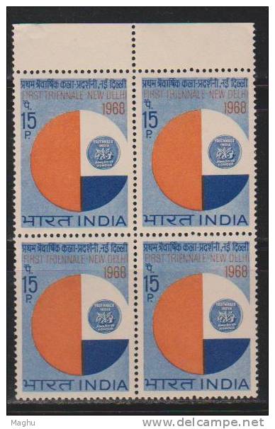 India 1968 MNH, Block Of 4, First Triennale, - Blokken & Velletjes