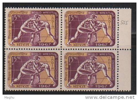 India 1967 MNH, Block Of 4, World Wrestling. Sports - Blocchi & Foglietti