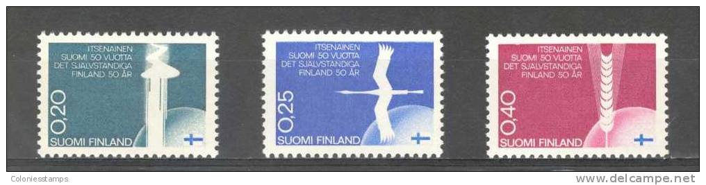 (S0990) FINLAND, 1967 (50th Anniversary Of Finland's Independence). Complete Set. Mi ## 633-635. MNH** - Unused Stamps