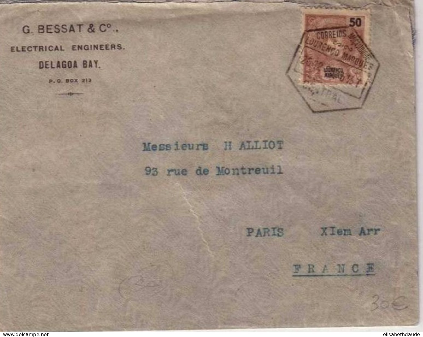 PORTUGAL - LOURENCO MARQUES - RARE LETTRE De DELAGOA BAY Pour PARIS En 1908 - Lourenco Marques