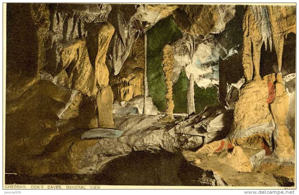 ROYAUME-UNI - CHEDDAR - COX'S CAVE - Lot De 3 CPA - The Transformation Scene+The Cave, General View+Series Of Grottos - Cheddar