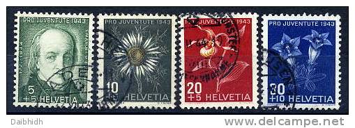 SWITZERLAND 1943 Pro Juventute Set Used.  Michel 424-27 - Used Stamps