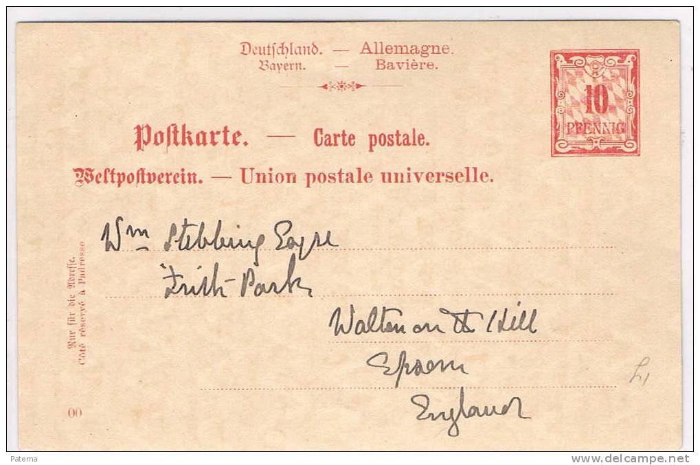 Entero Postal,BAYERN , Alemania, Ober Aberfam - Entiers Postaux