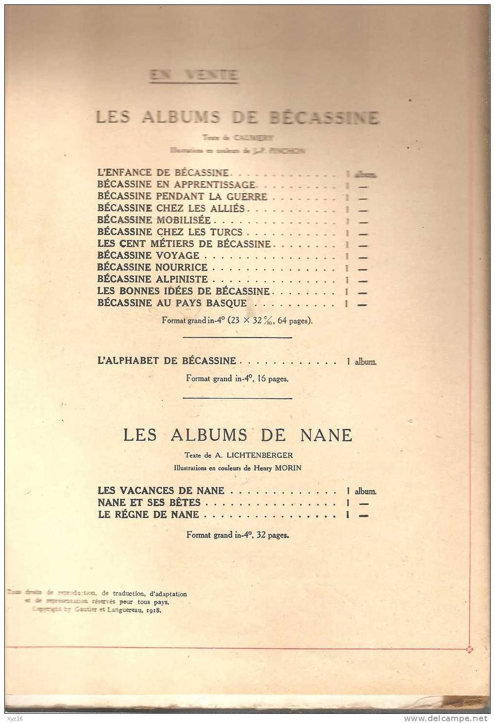 BECASSINE  Mbilisée  1918  Ou 1927 ? - Bécassine