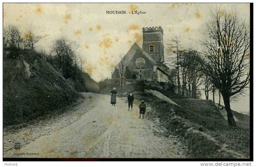 Belle CPA Neuve - Houdain - L´Eglise, Animée Avec Enfants !! - Houdain