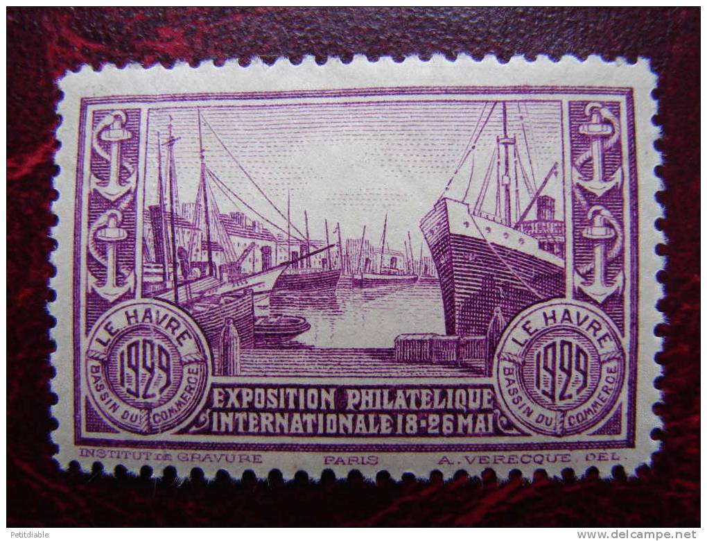 Vignette Violette De L´exposition Philatélique Internationale Du Havre De Mai 1929. - ** - - Briefmarkenmessen