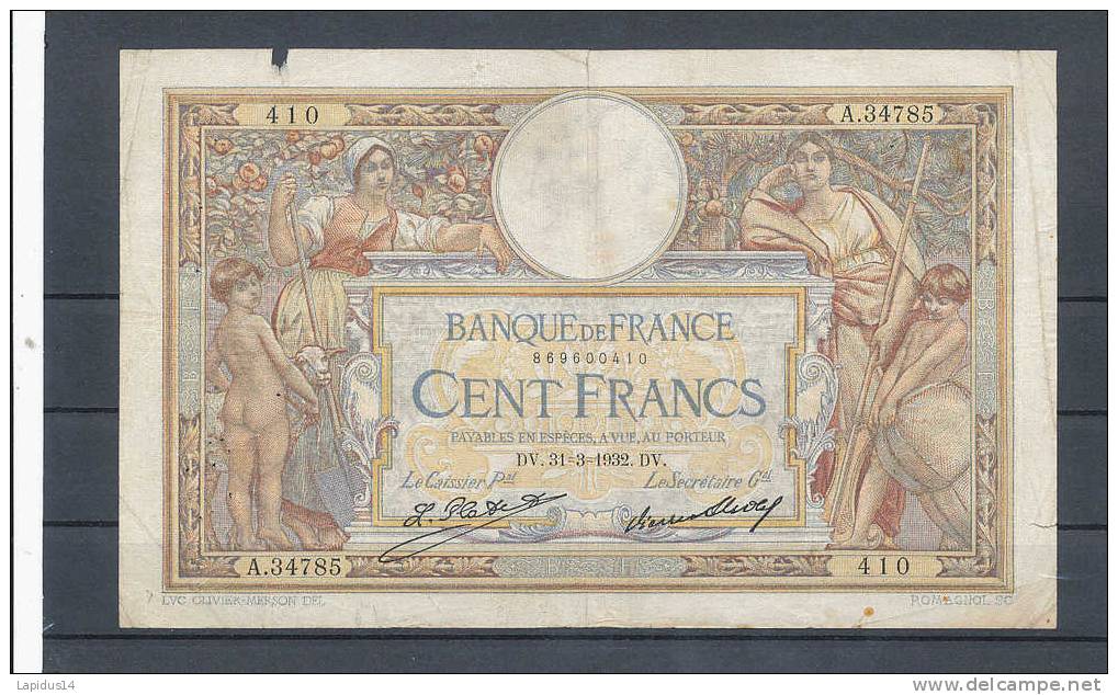 BILLET / 100 FRANCS  LUC OLIVIER MERSON TB  31-3-1932 - 100 F 1908-1939 ''Luc Olivier Merson''