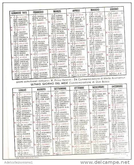 53912)calendario Maria Auxilium Christianorum Anno 1973 - Petit Format : 1971-80