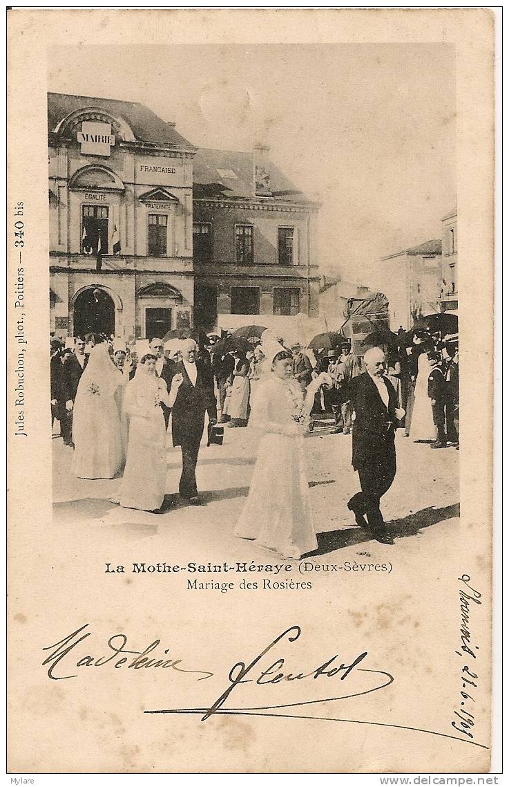 Cpa Mariage Des Rosières - La Mothe Saint Heray