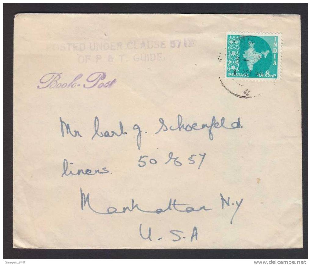 8 NP Rate  1958 Book Post  Cover To USA America # 20899 India Inde Indien - Covers & Documents