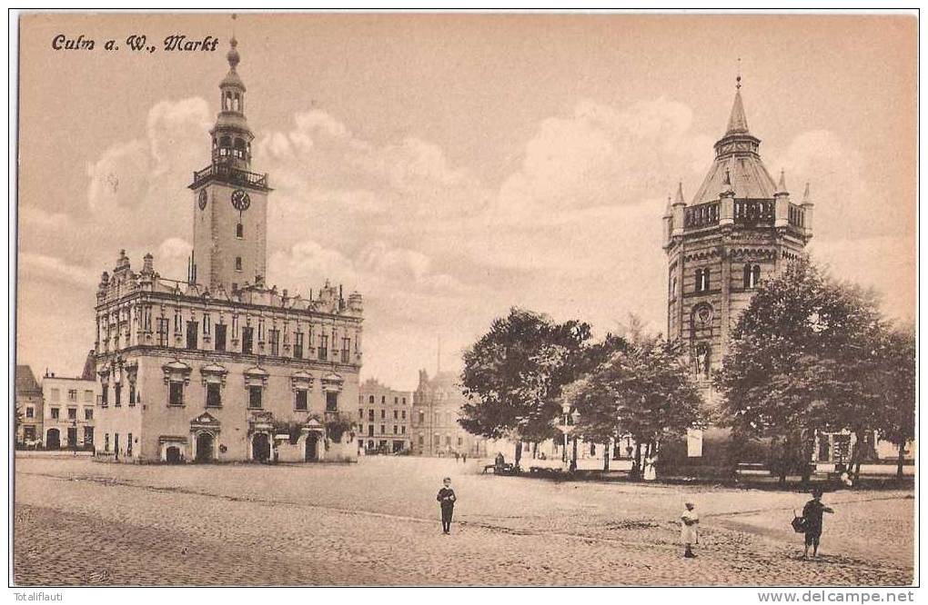 Culm An Der Weichsel Markt Belebt Kinder Chelmno Ungelaufen - Pommern