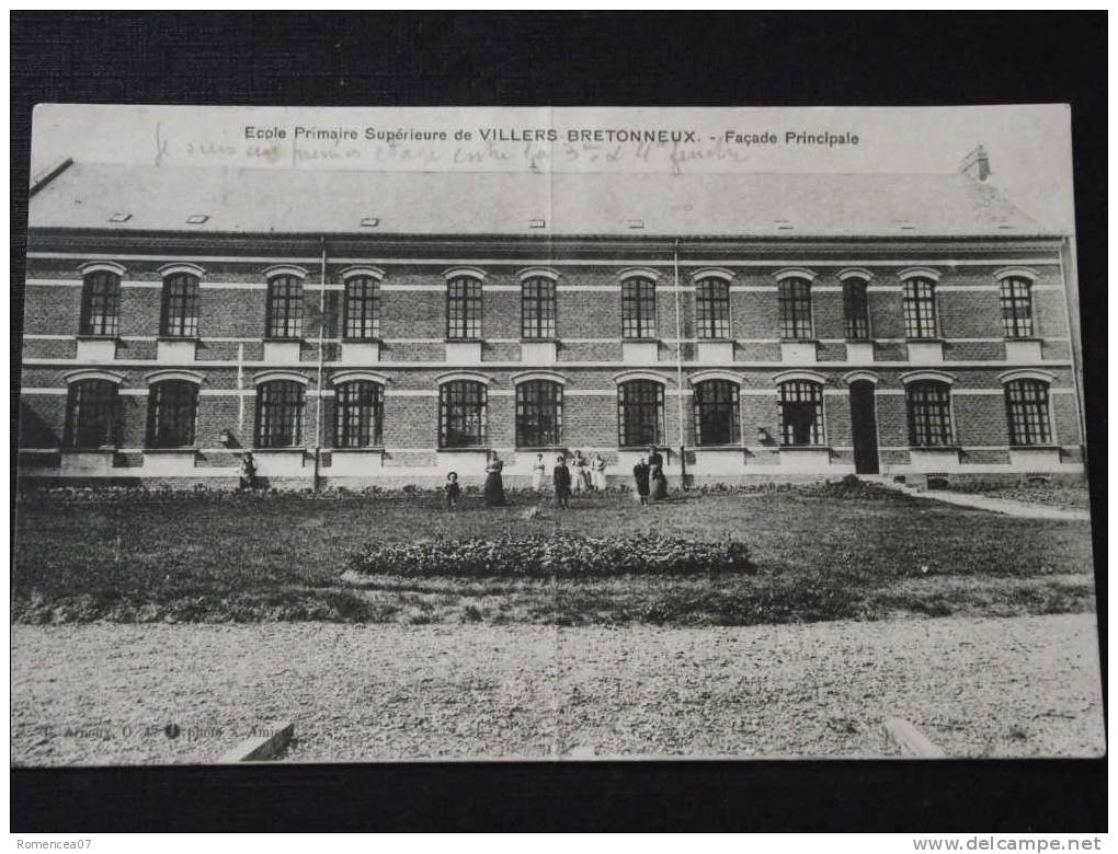 VILLERS-BRETONNEUX - Ecole Primaire Supérieure - Façade Principale - Pliure Centrale (voir Scan) -> Petit Prix ! - Villers Bretonneux