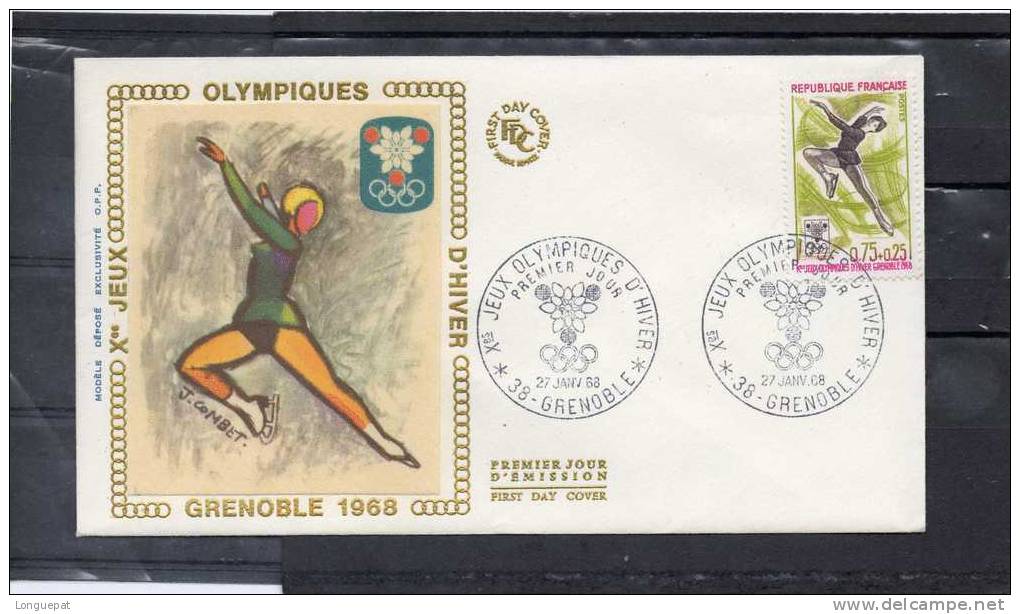 FRANCE : J.O D'hiver à Grenoble : Patinage Artistique- Cachet De Grenoble -38 - Hiver 1968: Grenoble