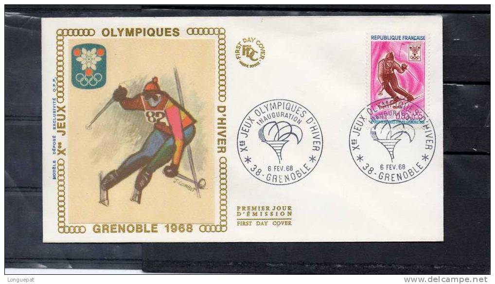FRANCE : J.O D´hiver à Grenoble : Slalom- Cachet De Grenoble -38 - Hiver 1968: Grenoble