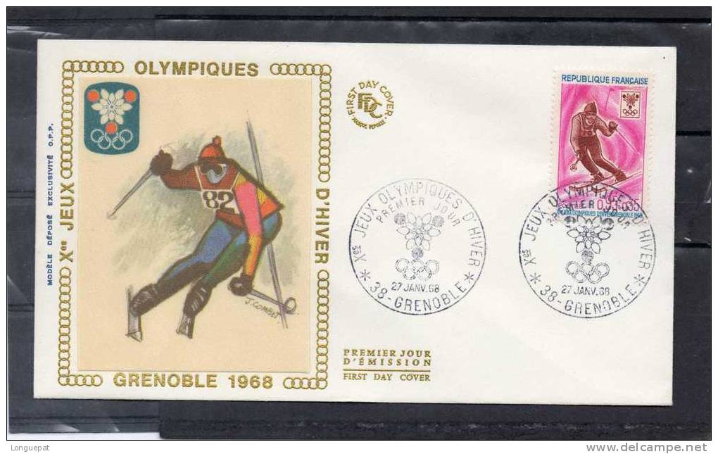 FRANCE : J.O D´hiver à Grenoble : Slalom- Cachet De Grenoble -38- Cachet De L'Inauguration Des Jeux - Invierno 1968: Grenoble