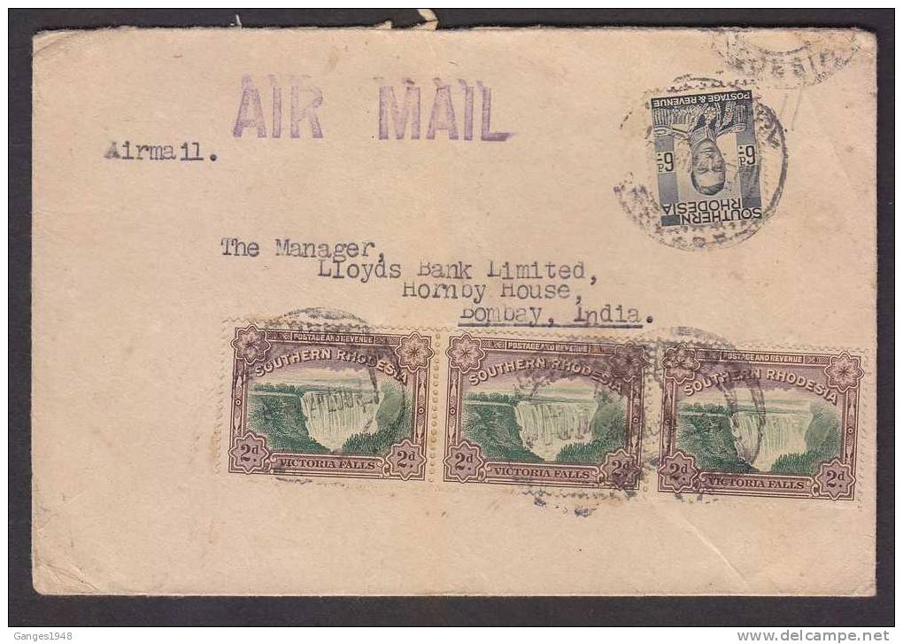 Southern Rhodesia  1947 KG VI Air Mail Cover To India # 02807d - Rhodésie Du Sud (...-1964)