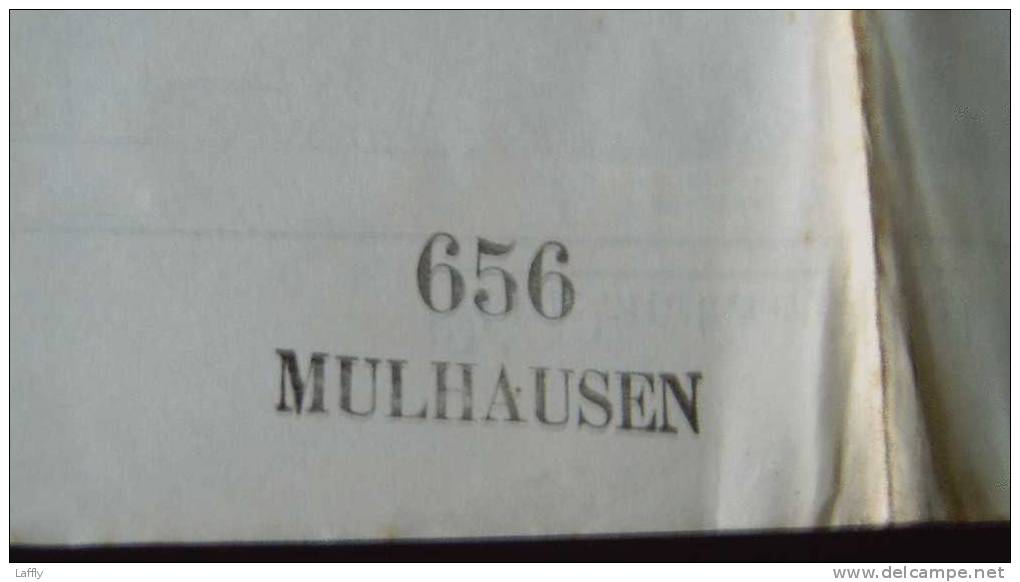 Carte 656 Mülhausen I. Elsass, Allemande 14/18 WW1 Reichsland Elsaß-Lothringen 1889 Révisée En 1908 Echelle 1/100 000 - 1914-18