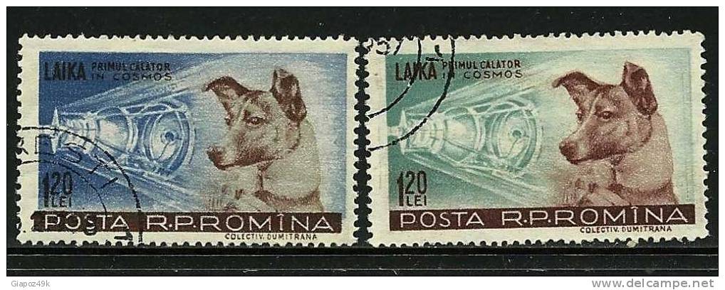 ● ROMANIA 1957 - LAIKA - N. 1550 / 51 Usati, Serie Completa - Cat. ? € - Lotto N. 1012 - Usado