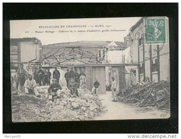 Ay Maison Bisinger Intérieur De La Maison D'habitation Gardée Militairement édit.ELD Révolution En Champagne 12/04/1911 - Ay En Champagne