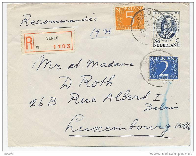 JOHANNES WIER 30c +5c +2c Rek. => Luxembourg 1960 - Poststempels/ Marcofilie